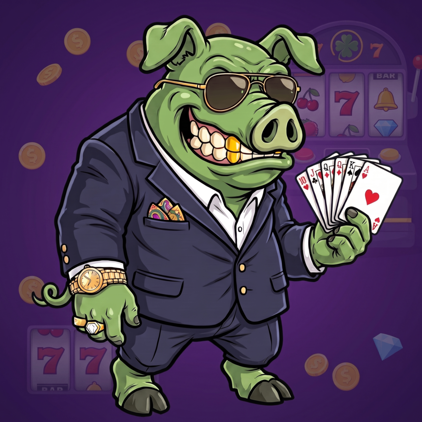 Lucky Louis, 7-Pigs mascot character representing payments and fast withdrawals
