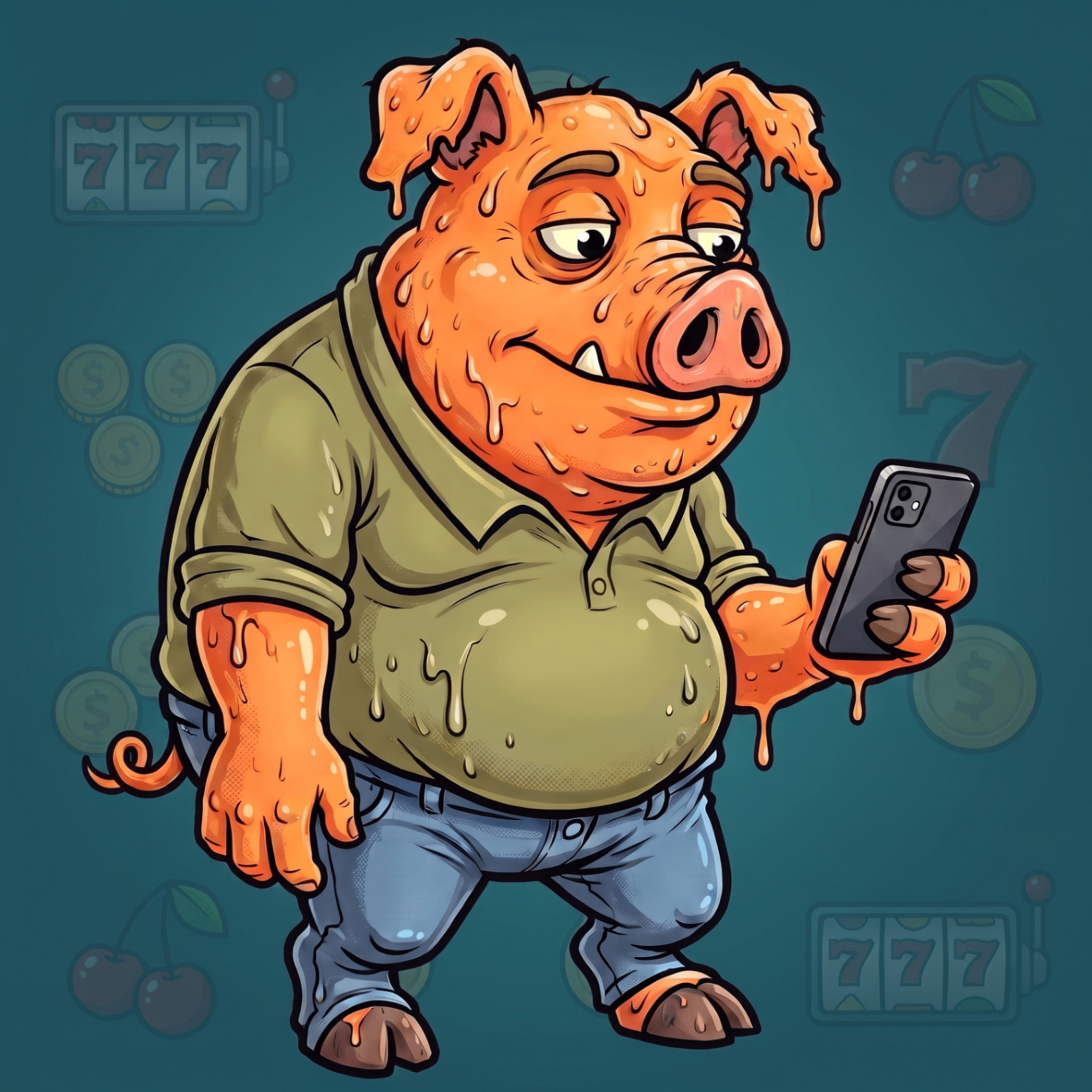 Charlie, 7-Pigs mascot character representing bonus offers and promotions